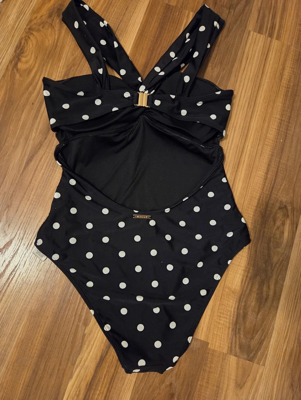 Milly Black and White Polka Dot One-Piece Swimsuit= Size M